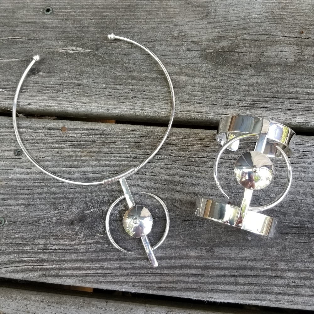 Sterling silver on brass choker collar necklace … - Picture 5 of 7